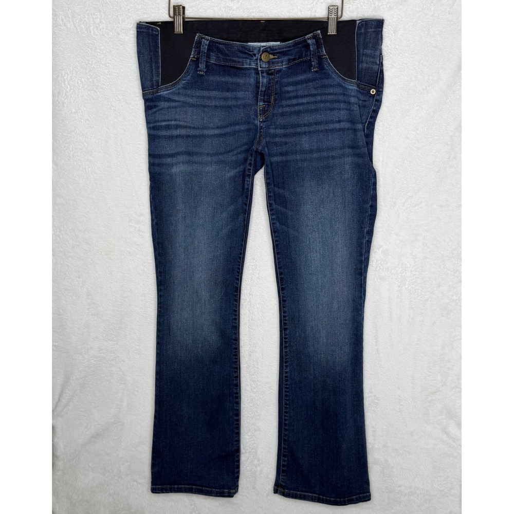 Isabel Maternity Women 10/30R Blue Skinny Bootcut Jeans Side Elastic Panel Denim